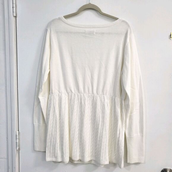 HOLLISTER Babydoll Sweater XXL EUC Cable Knit Empire Cream Off White Bella Y2K - Picture 4 of 10